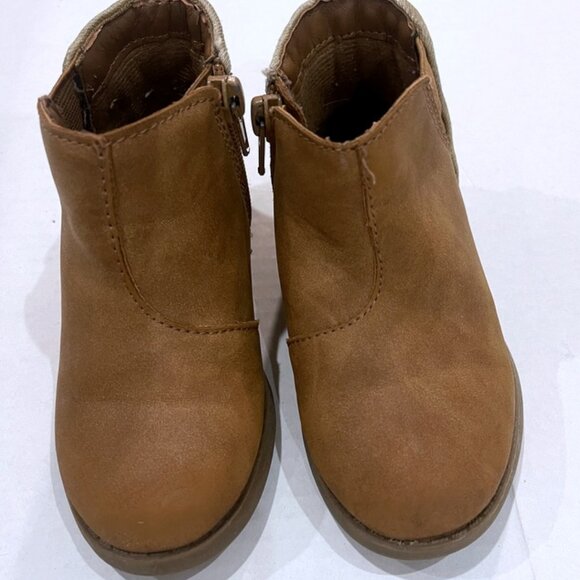 OshKosh B’ Gosh Girls Boots Size 7 Brown Faux Suede Ankle Booties Glitter Heel - Picture 2 of 5